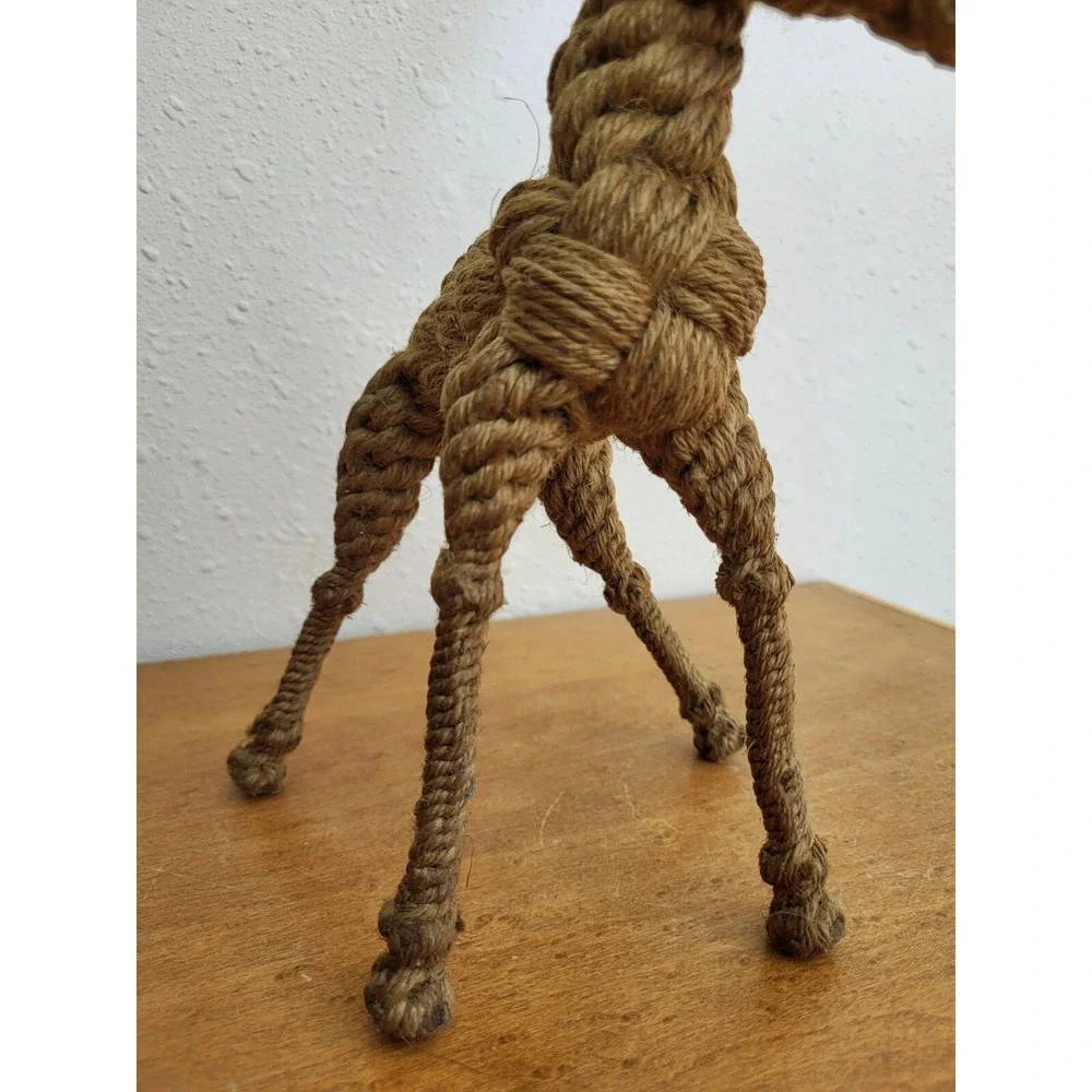 Jute Rope Buck Deer‎ Figure African Jungle Safari Animal Natural Horned Statue